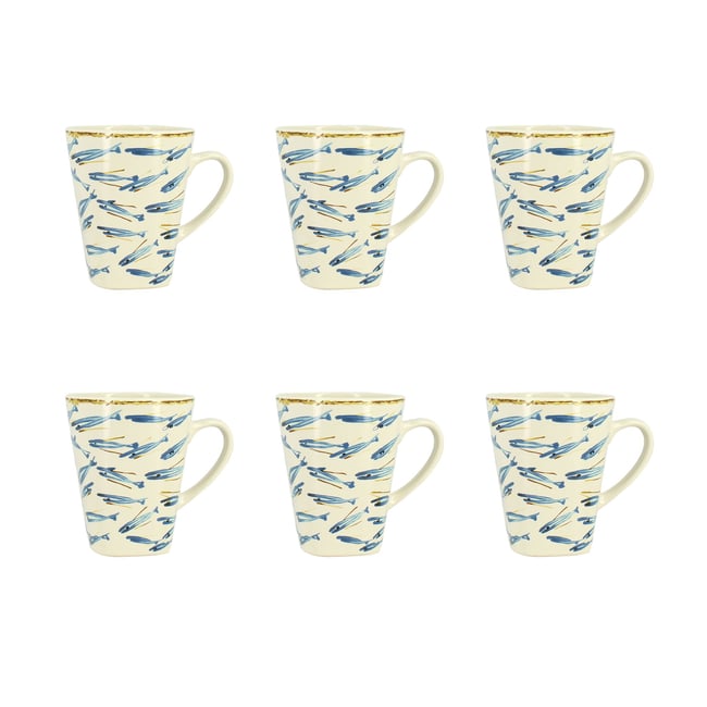 Lot de 6 mugs 36cl en grès, MARIUS Couleur multicolore <span itemprop=
