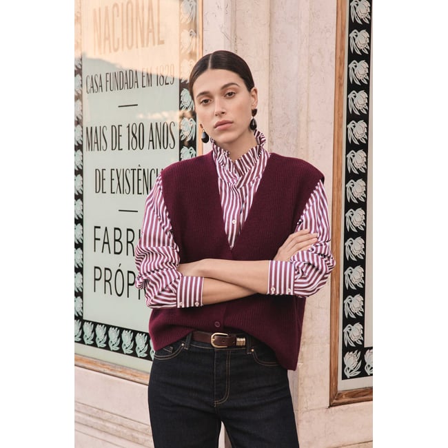 Gilet sans manches en 100% laine PARATY bordeaux <span itemprop=