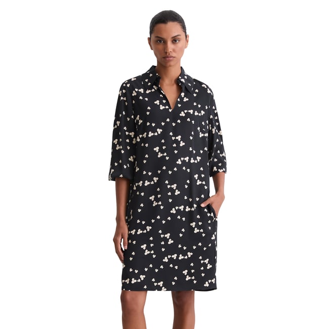 Robe imprimée loose en LENZING™ ECOVERO™ bleu foncé <span itemprop=