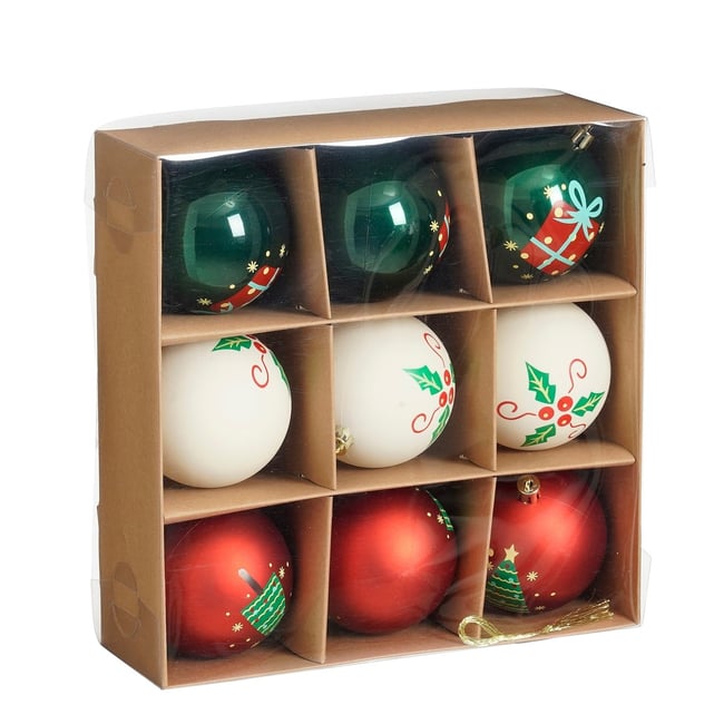 Lot de 9 boules de Noël incassables YALLY Couleur multicolores <span itemprop=