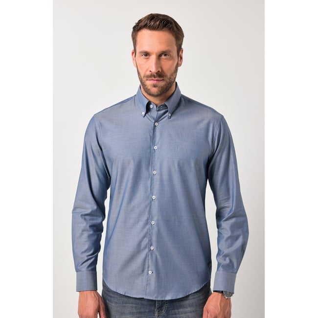 Chemise imprimé all-over bleu jean <span itemprop=