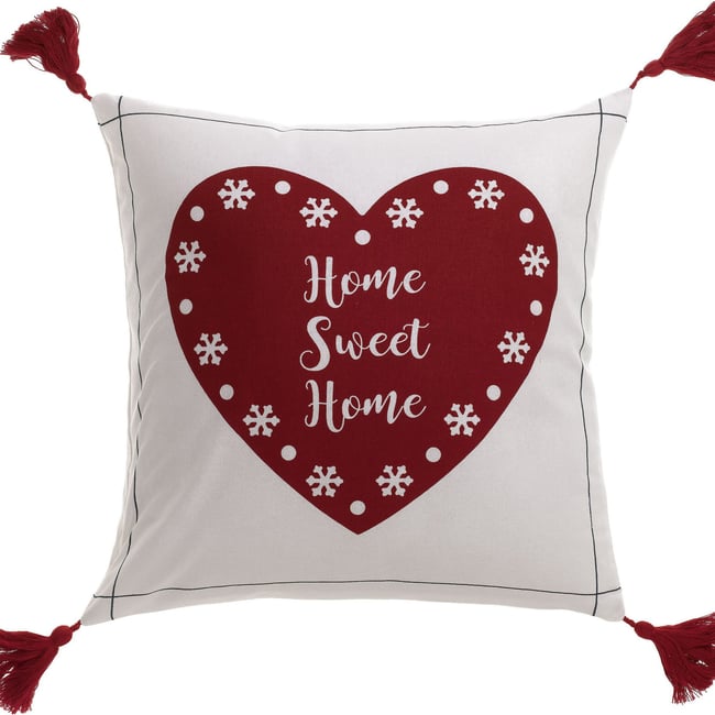 Coussin déco 30x50 cm Coton Sweet Home blanc <span itemprop=