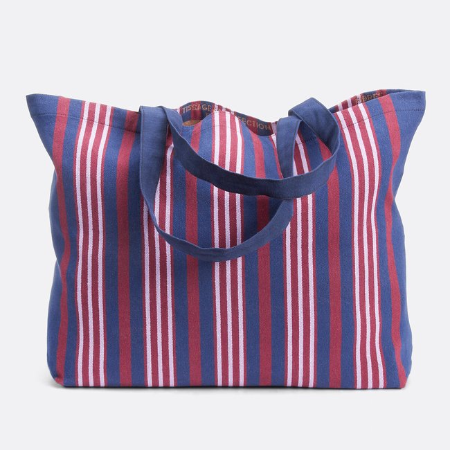Striped Tote Bag, burgundy/navy blue, LA REDOUTE COLLECTIONS