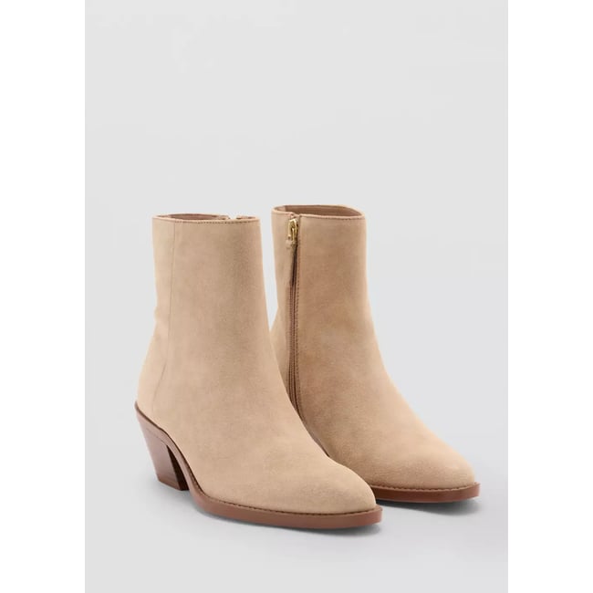 Bottine talon suède sable <span itemprop=