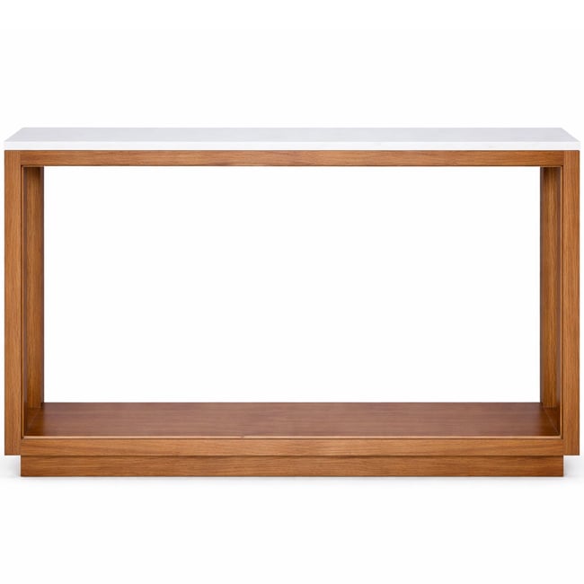 Console bois de mangue et plateau marbre blanc 96.5x35.5x76cm Couleur v002237 <span itemprop=