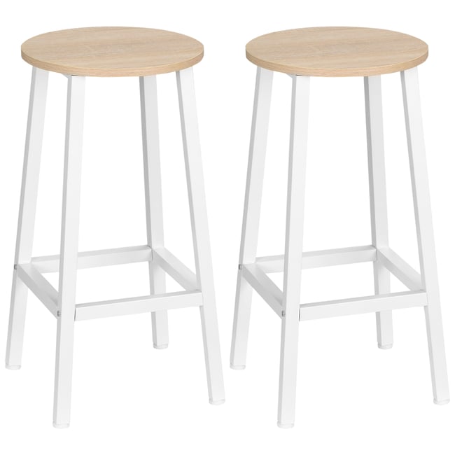 Tabouret de bar Panneau de particules Bois Couleur blanc, bois naturel <span itemprop=