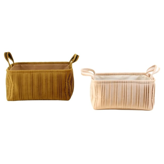 Set de 2 paniers en velours plissé Couleur marron <span itemprop=