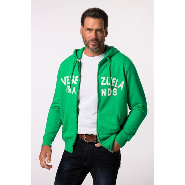 Gilet à capuche en molleton avec flocages fougère verte <span itemprop=
