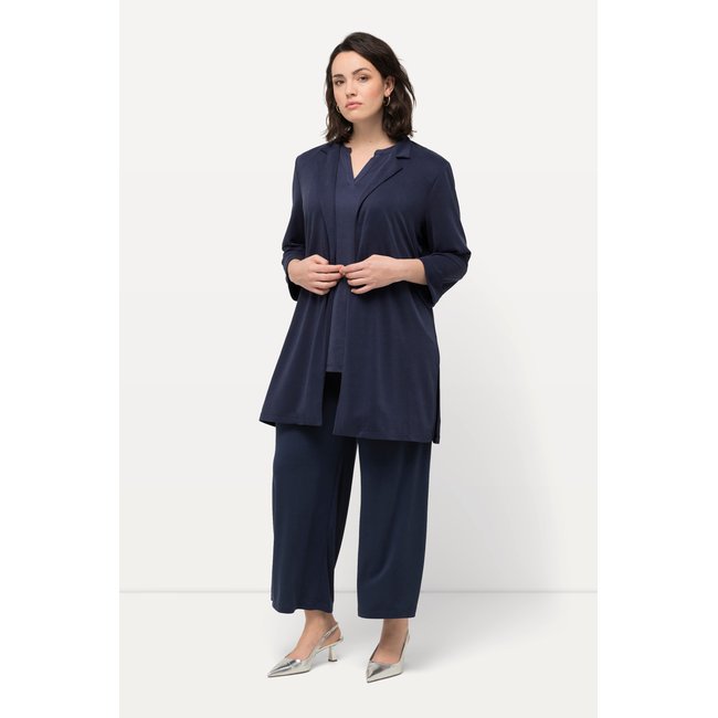 Blazer en jersey avec col à revers marine <span itemprop=