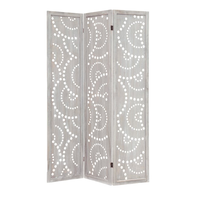 Paravent en BOIS de pin cérusé, SAINT TROPEZ Couleur gris <span itemprop=