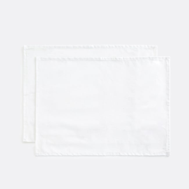 Lot 2 sets de table coton enduit souple, Scénario  blanc <span itemprop=