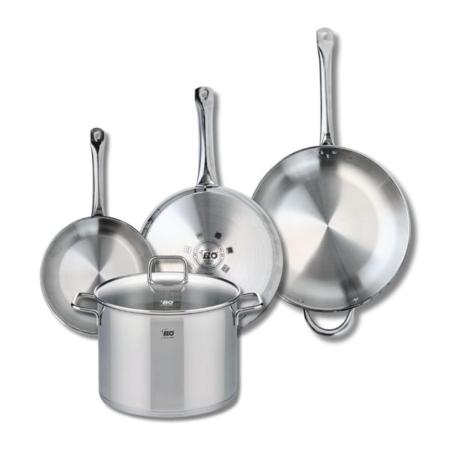 Batterie 3 poêles 24/28/32cm + 1 faitout 26cm PROFI CITRIN gris <span itemprop=