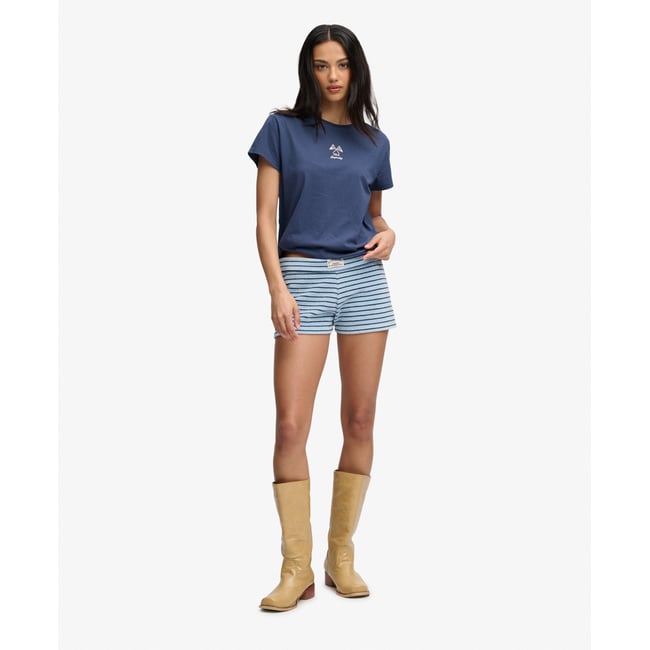 Short en tissu éponge à revers Athletic Essentials rayure brume bleue <span itemprop=