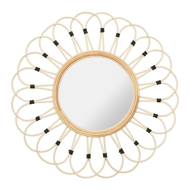 Miroir rond rotin Marguerite naturel D50 Couleur v002235 <span itemprop=