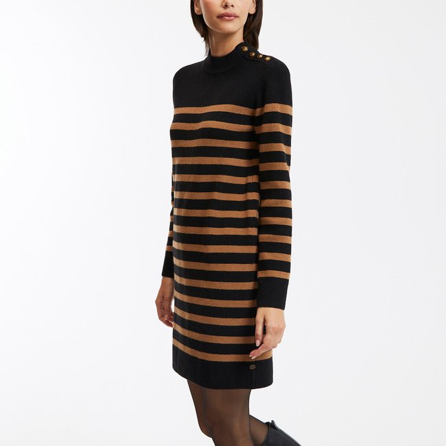 Robe marinière noir/marron <span itemprop=