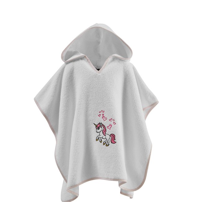 Poncho de bain enfant 4/8 ans AMAIA LA LICORNE blanc <span itemprop=