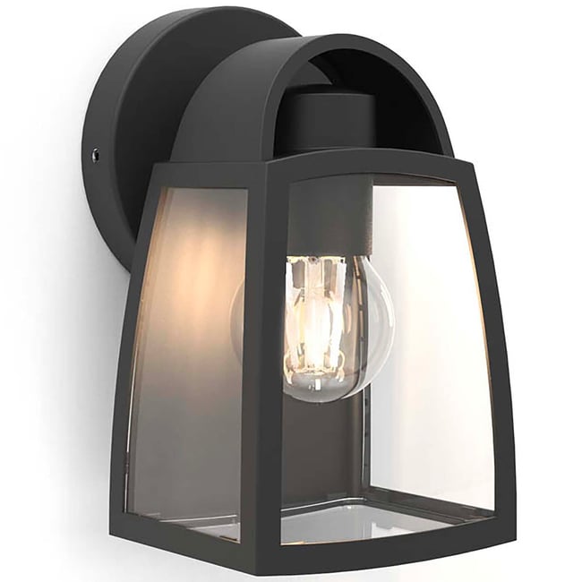 Applique murale d'extérieur sur secteur KELSEY aluminium noir culot E27 H20cm Couleur matt black <span itemprop=