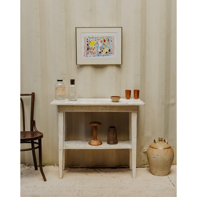 Console en bois beige Francine N°1057 - Bon état Couleur beige <span itemprop=