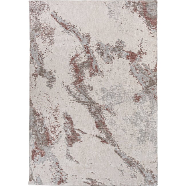 Tapis en viscose à motif patiné Couleur beige grisé et brun <span itemprop=