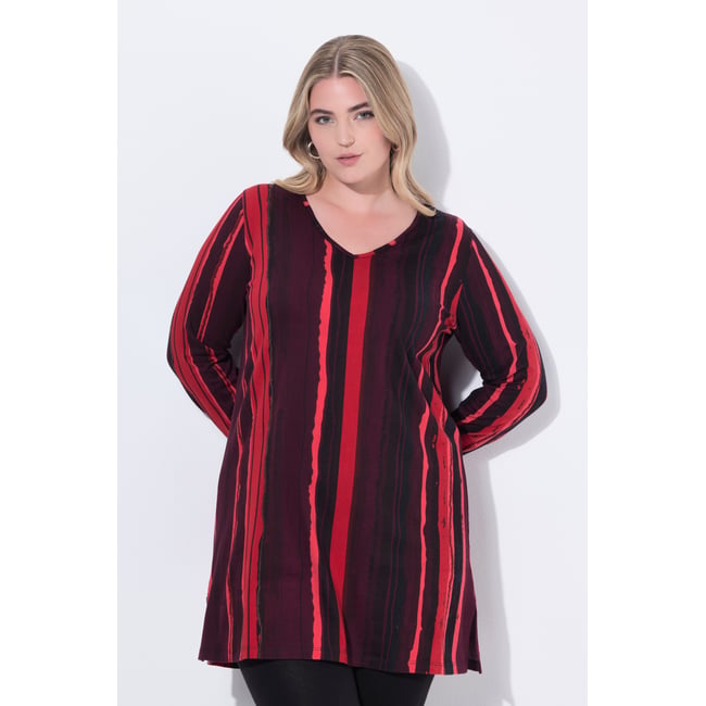 T-shirt long à motif batik rouge rubis <span itemprop=