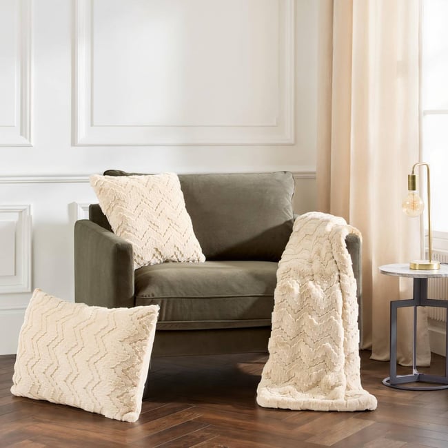 Plaid NALIA beige lin <span itemprop=