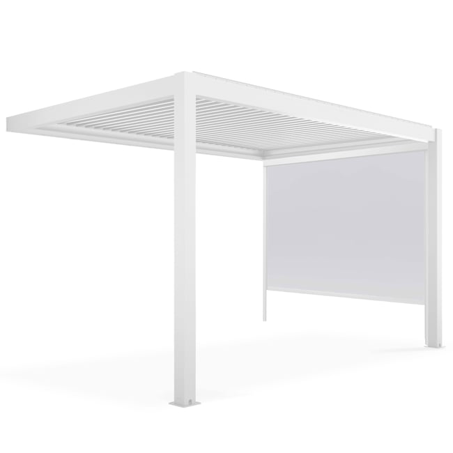 Pergola bioclimatique adossée blanche 3x4m et 1 Store 2,66 x 2,34 m blanc <span itemprop=