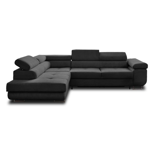 Canapé d'Angle Convertible en Velours côtelé 5 places - ZARIA - LISA DESIGN