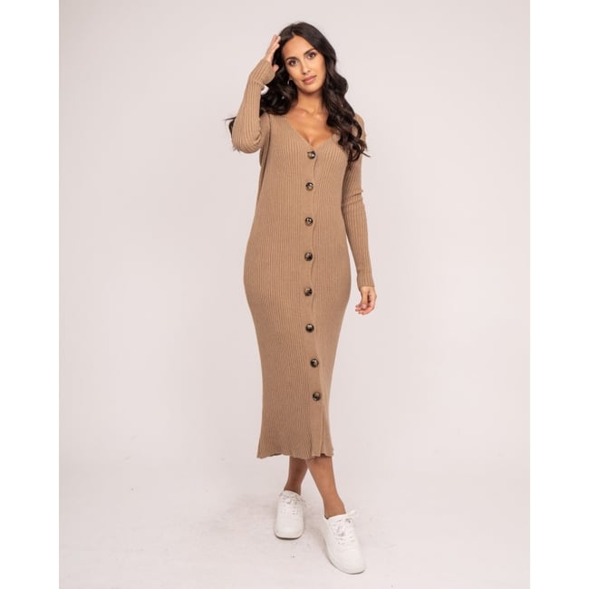 Robe Longue Maille Côtelée Iverny - DONA LISA