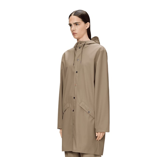 Veste imperméable à capuche unisexe MI-LONG JACKET beige <span itemprop=