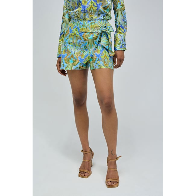 JUPE-SHORT AVEC MÉLANGE DE LIN beige <span itemprop=