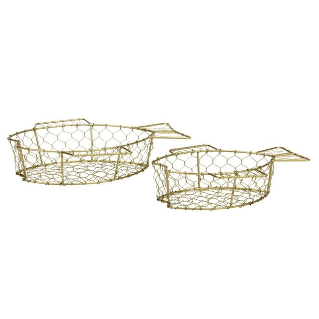 Corbeille poisson fil de fer  set de 2 Couleur laiton <span itemprop=