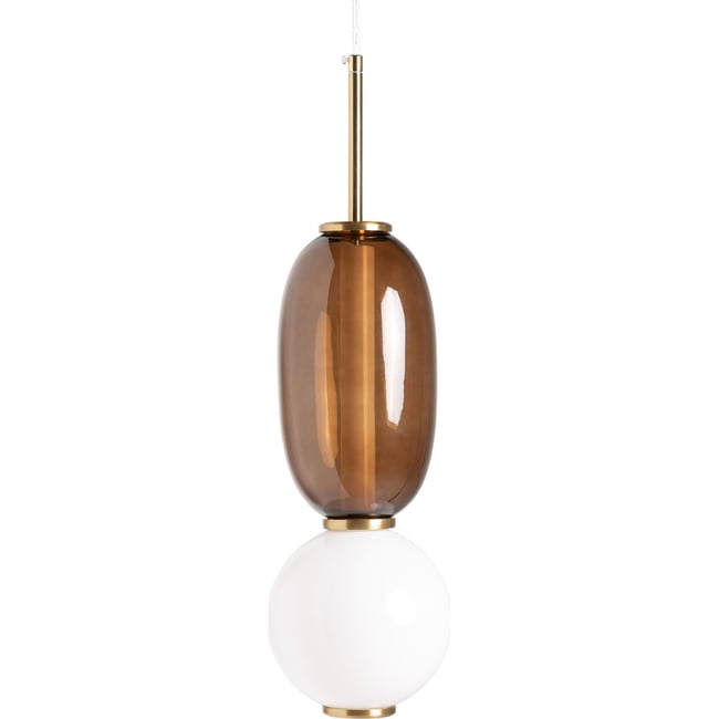 Suspension verre  et acier Couleur multicolore et brun <span itemprop=