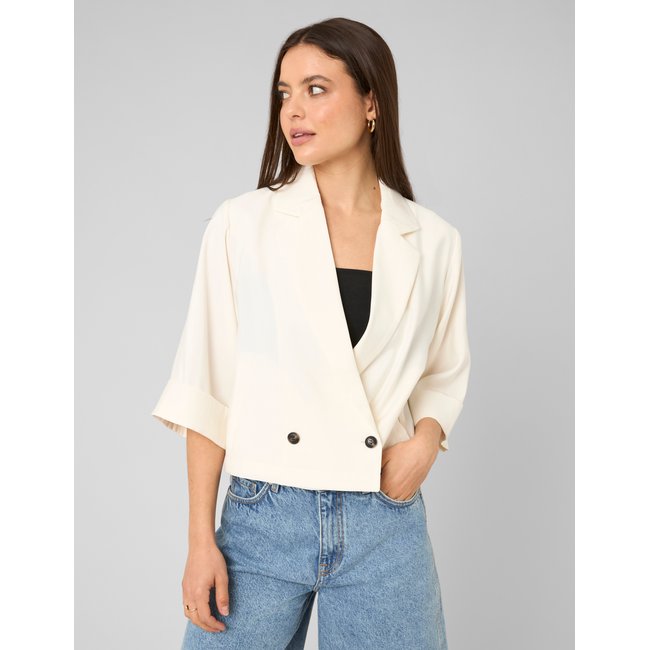 Veste blazer croisée naturel <span itemprop=