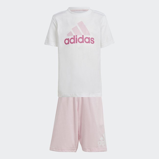 Cotton t shirt shorts outfit pack of white pink Adidas Sportswear La Redoute