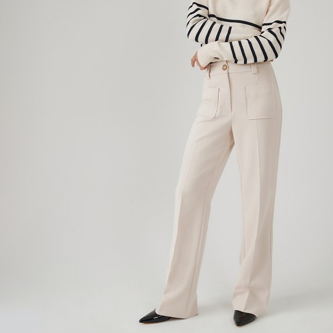 Pantalon flare, Signature FELICIEN  blanc cassé <span itemprop=