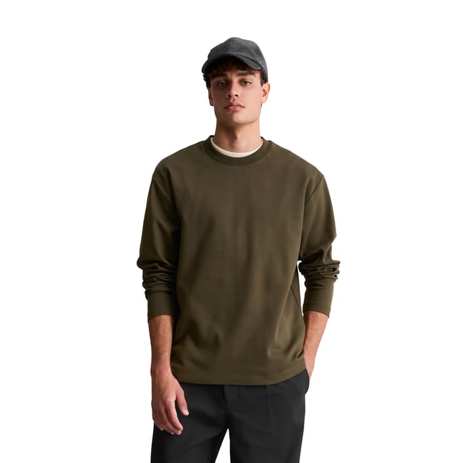 T-shirt à manches longues ample, épais en coton bio marron <span itemprop=