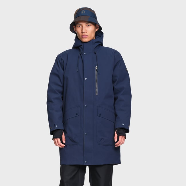 Longue parka d'hiver à poches multiples MTD bleu marine <span itemprop=