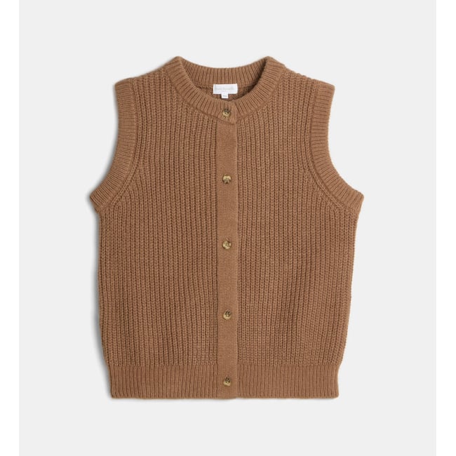 Gilet sans manches tameousse kids maille marron <span itemprop=