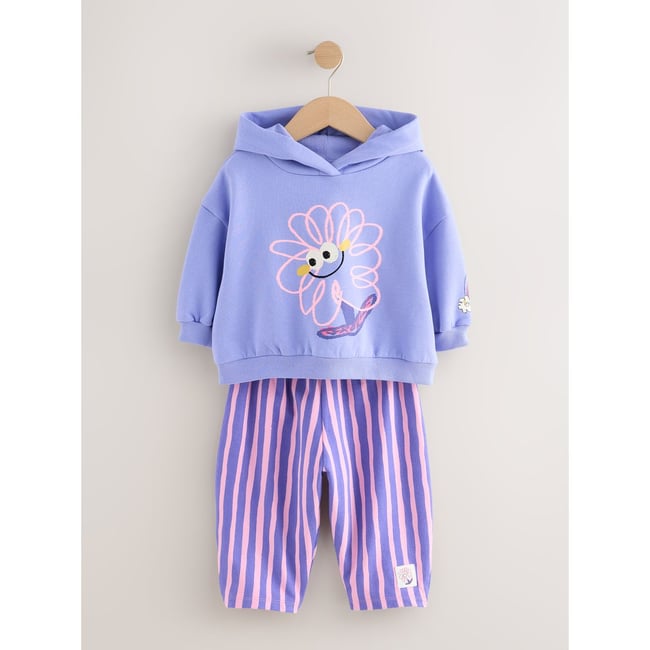 Sweat à capuche et pantalon de jogging fleur à rayures violettes <span itemprop=