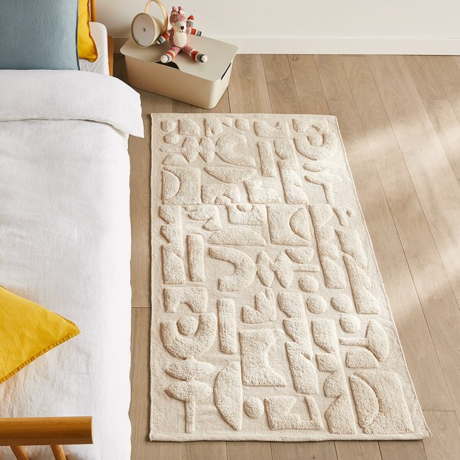 Kinderteppich Podotak mit grafischen Motiven, Bio-Baumwolle ecru <span itemprop=