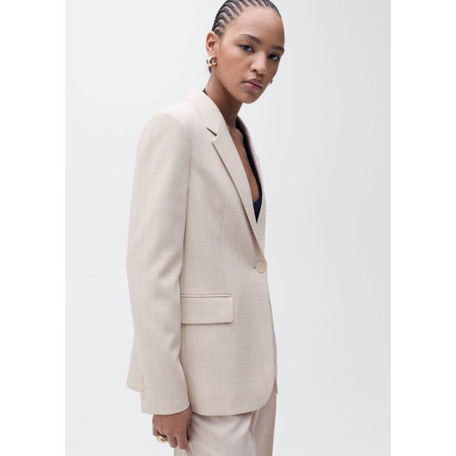 Blazer costume structuré nude <span itemprop=