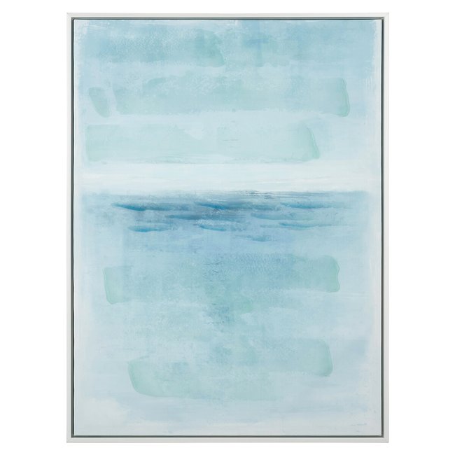 80 x 60cm Blues Abstract Canvas with White Frame, blue, SO'HOME