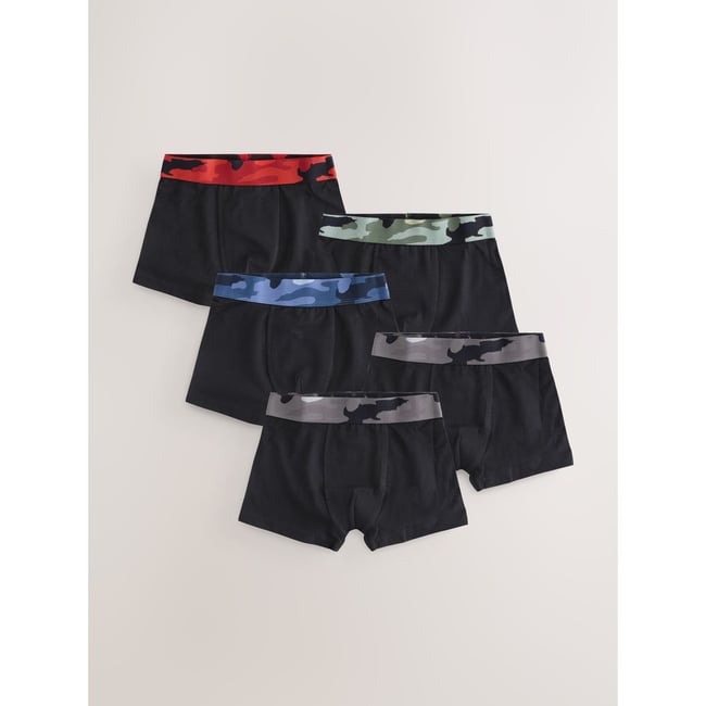 Boxer, lot de 5 noir avec ceinture camouflage <span itemprop=