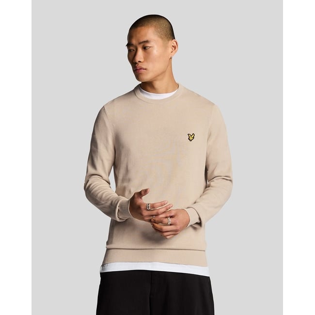 Pull en coton col rond blanc crique <span itemprop=