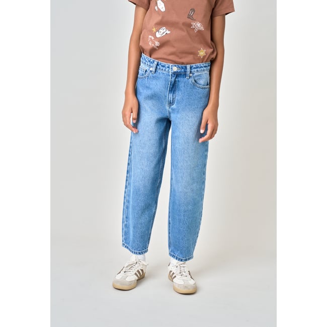 Jean noir barrel fille en 100% coton SUNNY stone délavé <span itemprop=