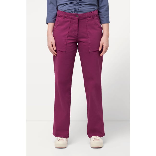 Jean coloré Mary en coton bio, jambe large fuchsia <span itemprop=