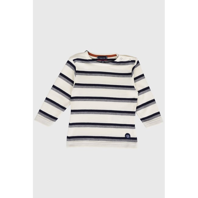 Marinière jacquard en coton léger BABY nature/marine deep <span itemprop=