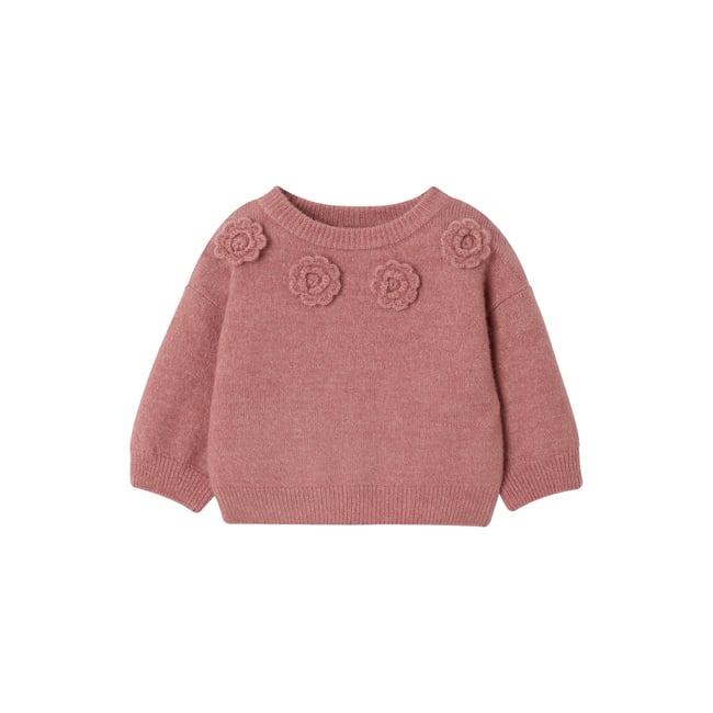 Pull manches longues rose poudré <span itemprop=