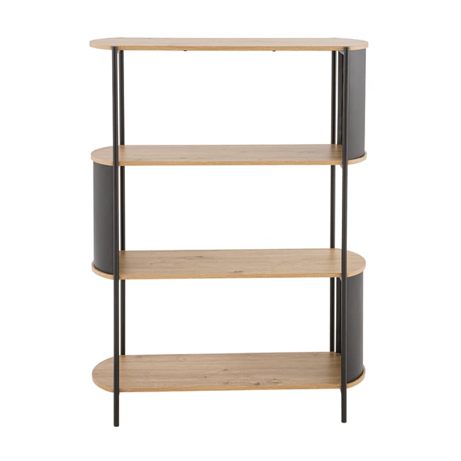 Etagère 4 niveaux décor bois avec flancs en métal noir H134 cm - EKLO Couleur bois clair <span itemprop=