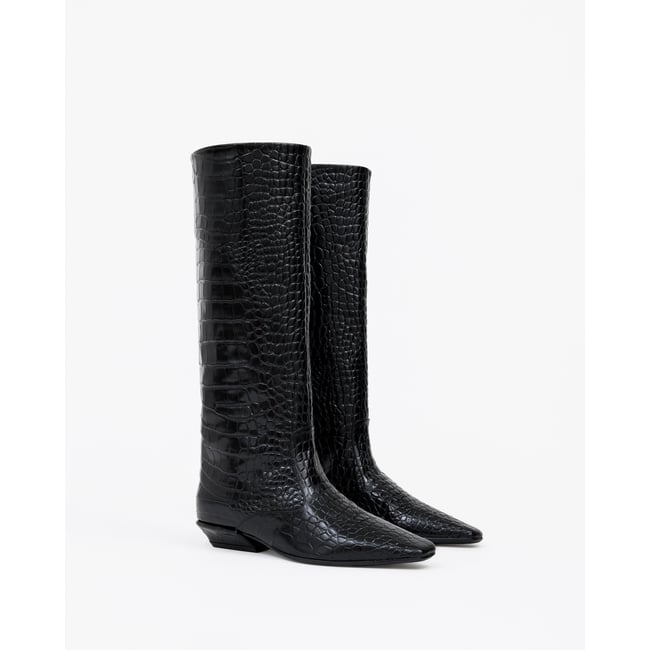 Bottes cavalières façon croco SARGENT noir <span itemprop=